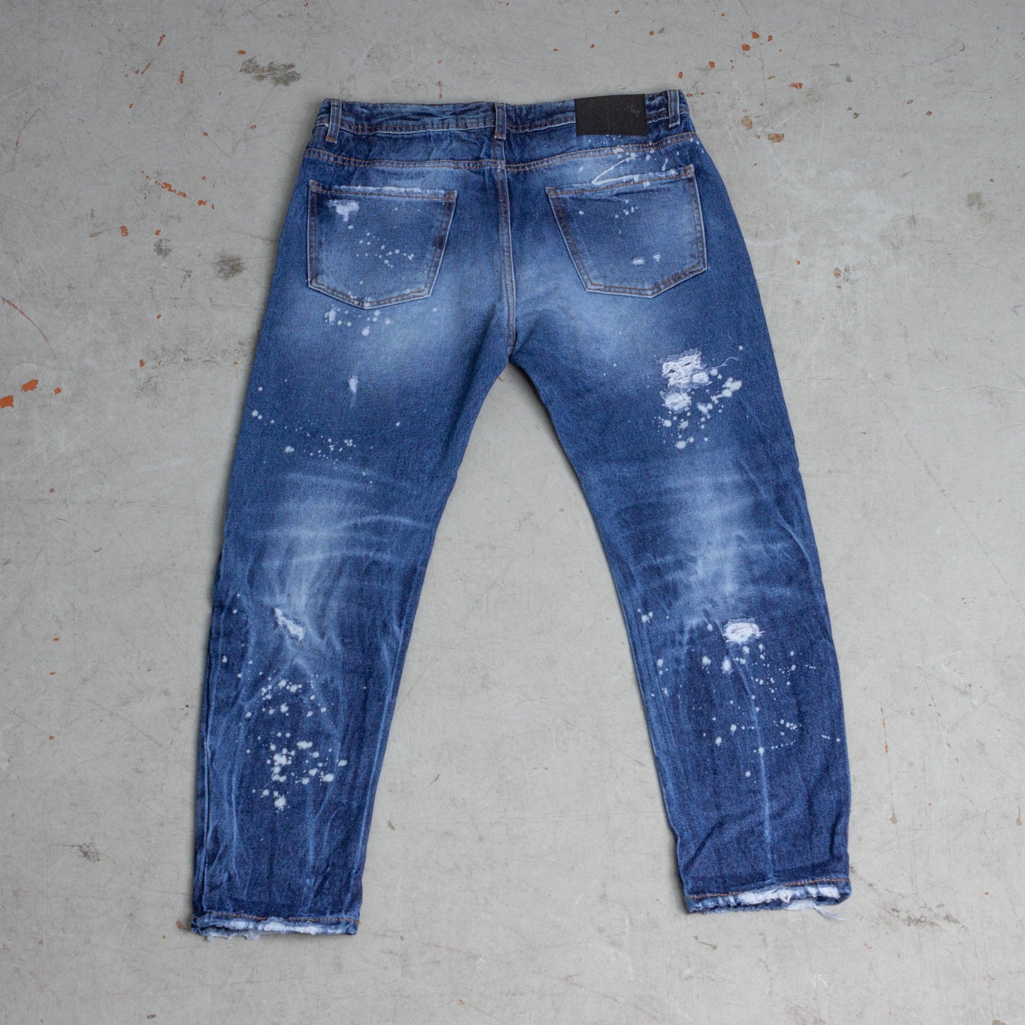 Jeans blu distressed splattered - FRANKIE HO