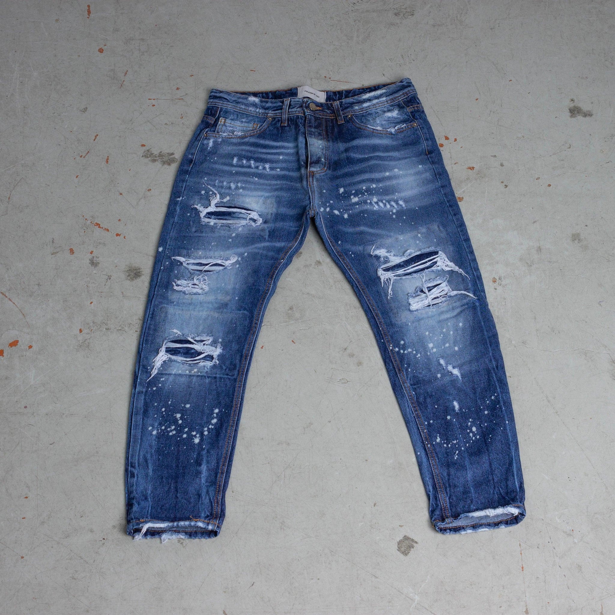 Jeans blu distressed splattered - FRANKIE HO