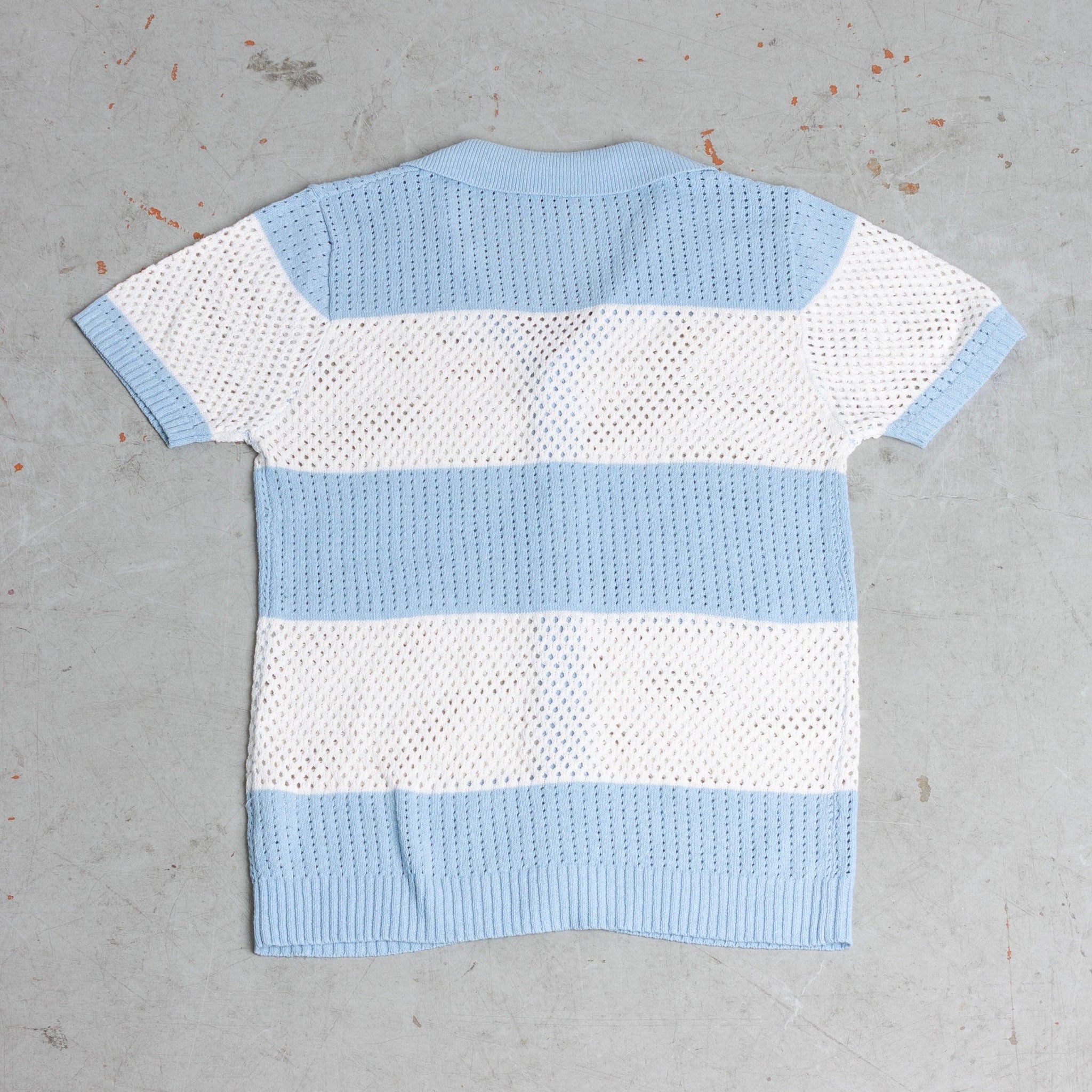 Polo camicia in maglia crochet bicolore - FRANKIE HO